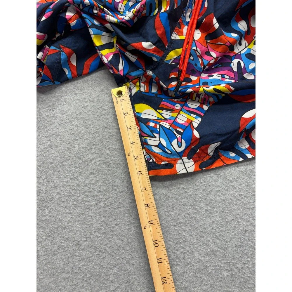 Broken Threads Mens Tropical Leaf Print Swim Trunks Navy Multicolor Size M